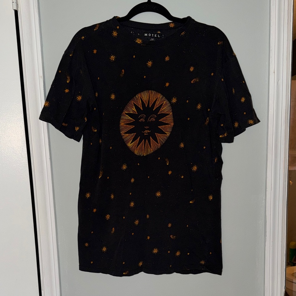 Motel Rocks Celestial Black and Orange Tee